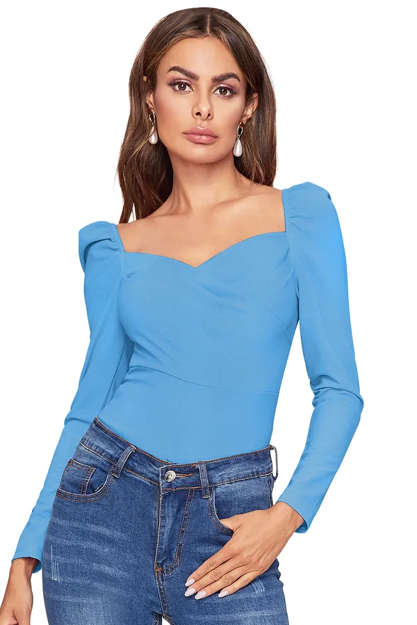 SkyBlue_Polyester_Knitting_Tops_for_Women