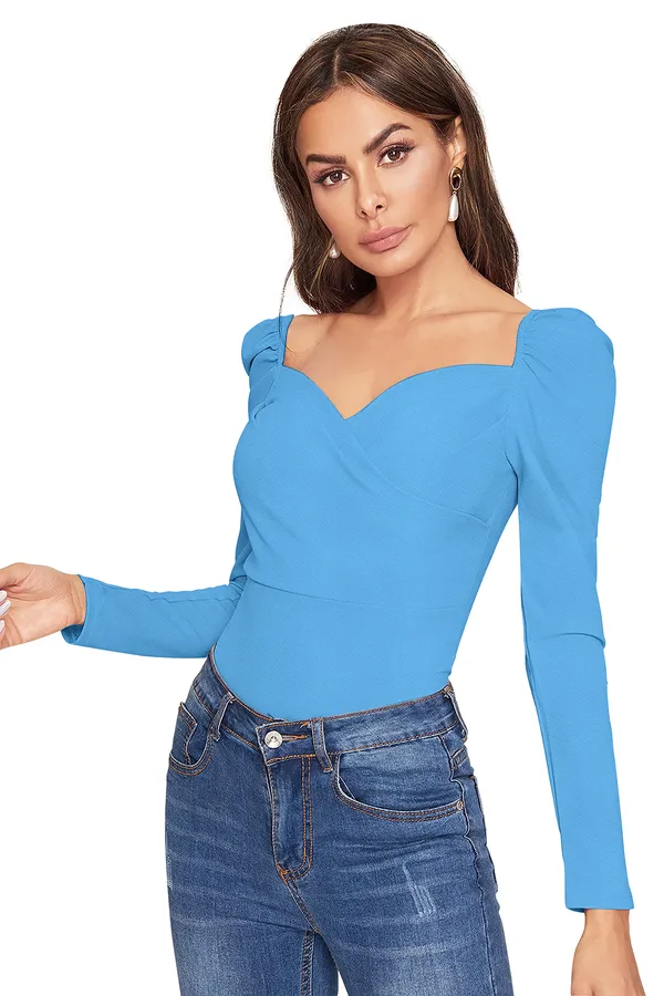 SkyBlue_Polyester_Knitting_Tops_for_Women