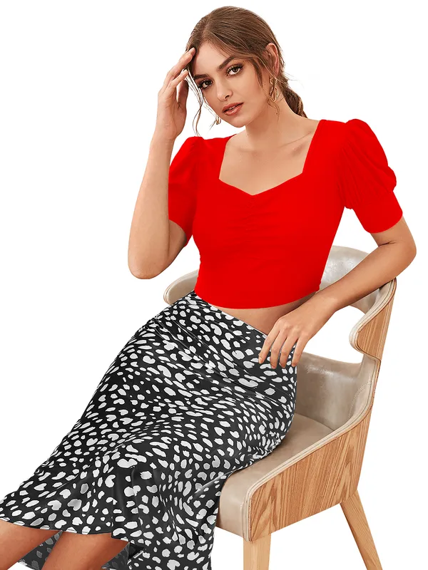 Red_Polyester_Knitting_Tops_for_Women