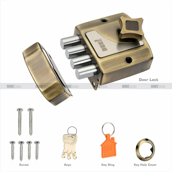 DUKE_QAUDBOLT_MINI_DOOR_LOCK_ANTIQUE_BRASS__WITH_3_BRASS_ULTRA_KEYS