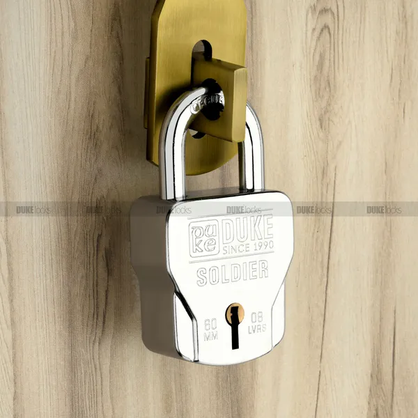 PACK_0F_2_-_DUKE_SOLDIER_WITH_4_LOCKING_MECHANISHM_&_WITH_4_KEYS_-_SIZE_60MM_-_SQAURE_PADLOCKS_-_CHROME_SS_FINISH_-_SUITABLE_FOR_ALL_MAIN_DOORS