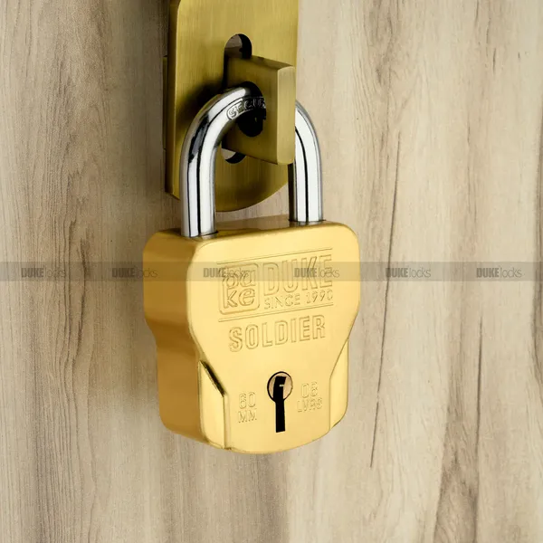 PACK_0F_2_-_DUKE_SOLDIER_WITH_4_LOCKING_MECHANISHM_&_WITH_4_KEYS_-_SIZE_60MM_-_SQAURE_PADLOCKS_-_GOLD_FINISH_-_SUITABLE_FOR_ALL_MAIN_DOORS
