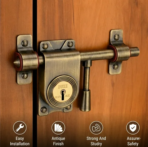 PACK_OF_1_-__DUKE_ALDROP_LOCK_ANTIQUE_BRASS_FINISH_WITH_3_KEYS