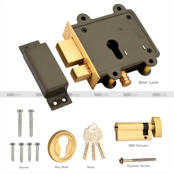 DUKE2000_Key_Main_Door_Lock_(Grey)_Metallic_Finish