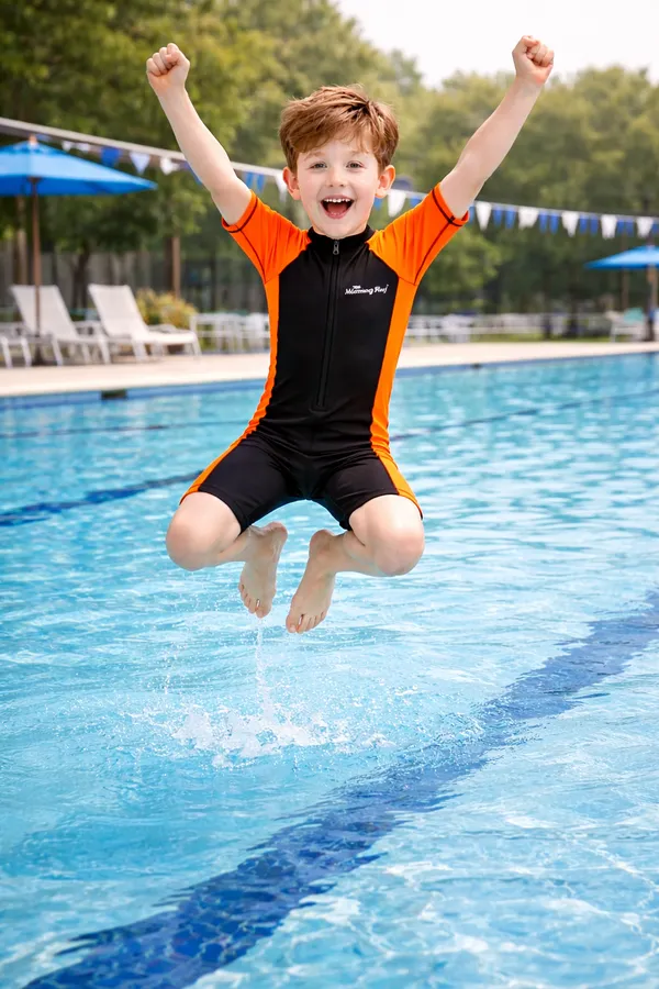 Orange_Polyester_Spandex_And_Nylon_Swimwear_For_Kids
