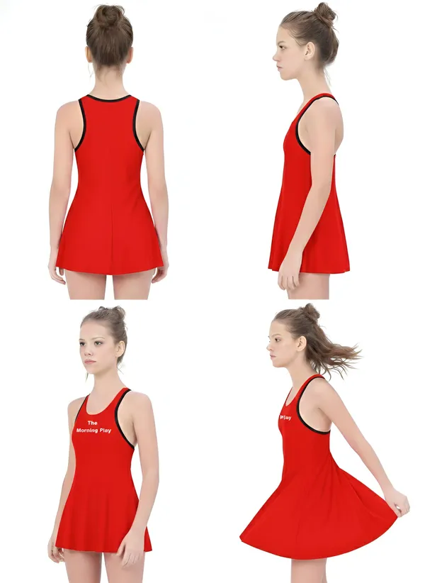 Red_Polyester_Spandex_And_Nylon_Swimwear_For_Girls