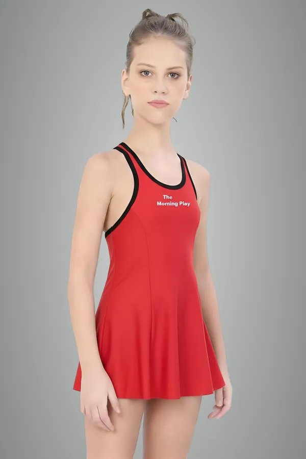 Red_Polyester_Spandex_And_Nylon_Swimwear_For_Girls