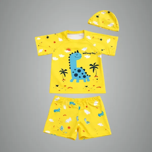 Yellow_Polyester_Spandex_And_Nylon_Swimwear_For_Boys