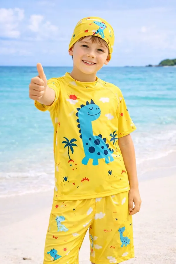 Yellow_Polyester_Spandex_And_Nylon_Swimwear_For_Boys