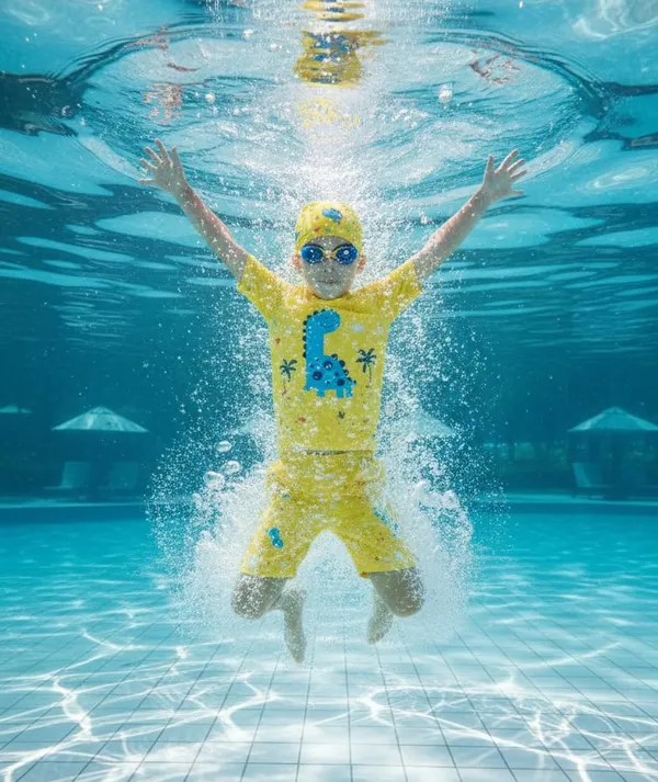 Yellow_Polyester_Spandex_And_Nylon_Swimwear_For_Boys