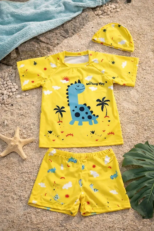 Yellow_Polyester_Spandex_And_Nylon_Swimwear_For_Boys