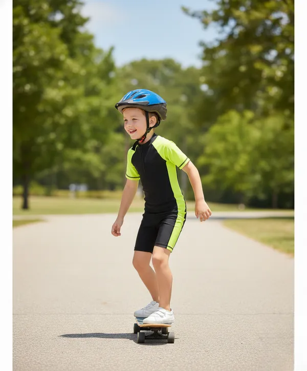 Green_Polyester_Spandex_And_Nylon_Swimwear_For_Kids
