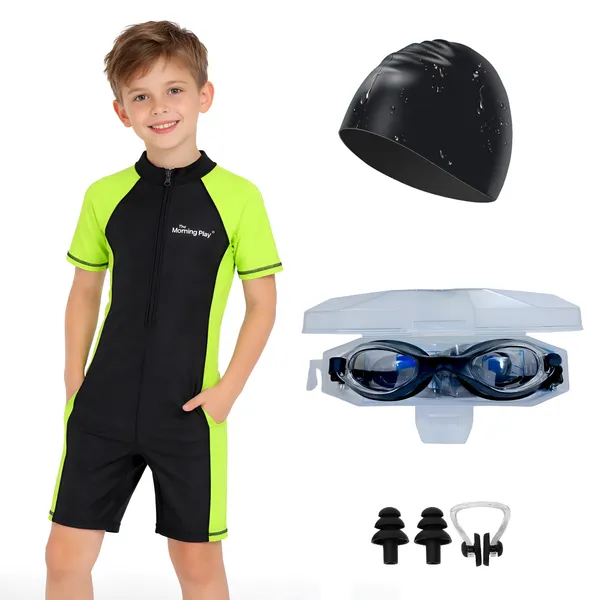 Green_Polyester_Spandex_And_Nylon_Swimwear_For_Kids