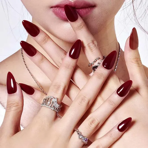 Set_Of_14_Pc,_Press-on_Nails,_Long_Almond_Maroon_False_Nails,_Glossy_Finish_With_Free_Glue_Kit