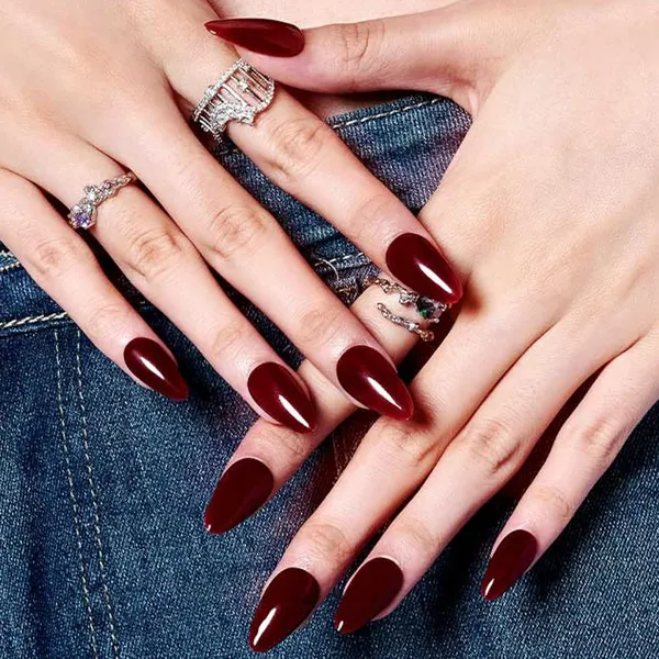 Set_Of_14_Pc,_Press-on_Nails,_Long_Almond_Maroon_False_Nails,_Glossy_Finish_With_Free_Glue_Kit