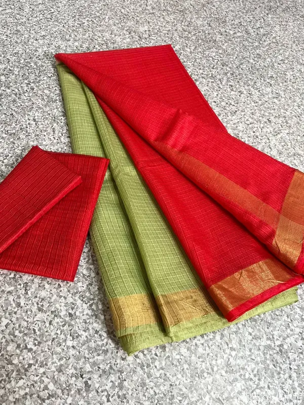 Red_Green_Kota_Silk_Cotton_Saree