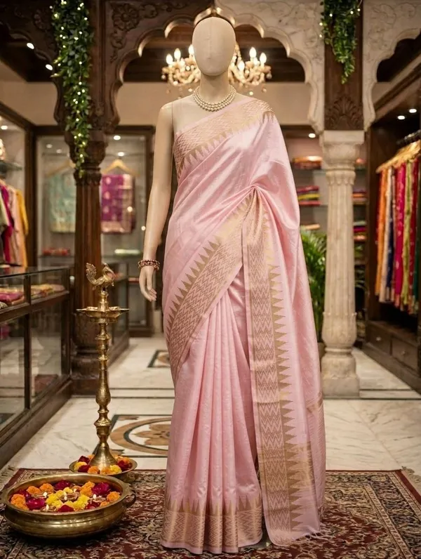 Delicate_Pastel_Pink_Soft_Raw_Silk_Saree_with_Geometric_Golden_Zari_Border