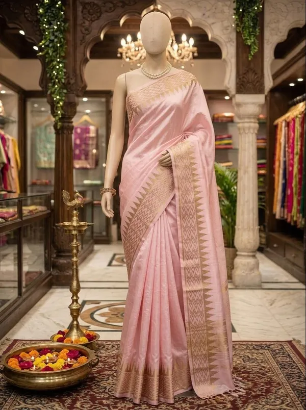 Delicate_Pastel_Pink_Soft_Raw_Silk_Saree_with_Geometric_Golden_Zari_Border