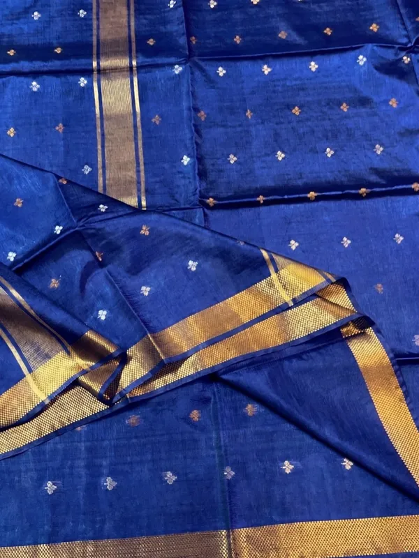 Elegant_Bhagalpuri_Raw_Silk_Saree_with_Zari_Motifs_and_Golden_Border