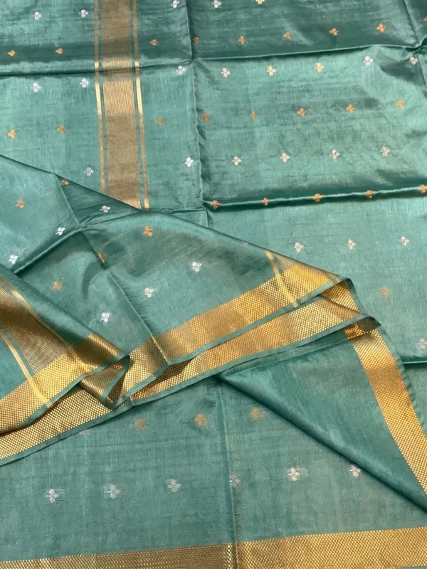 Elegant_Bhagalpuri_Raw_Silk_Saree_with_Zari_Motifs_and_Golden_Border