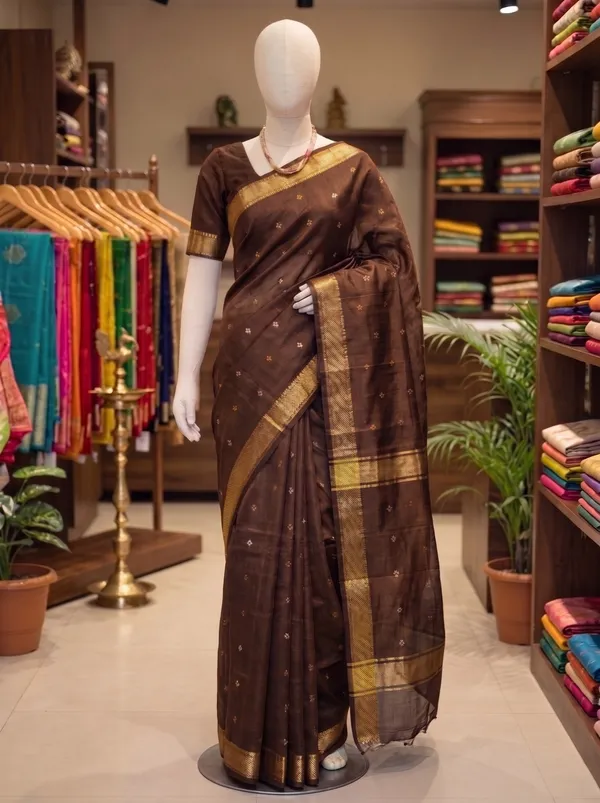 Elegant_Bhagalpuri_Raw_Silk_Saree_with_Zari_Motifs_and_Golden_Border