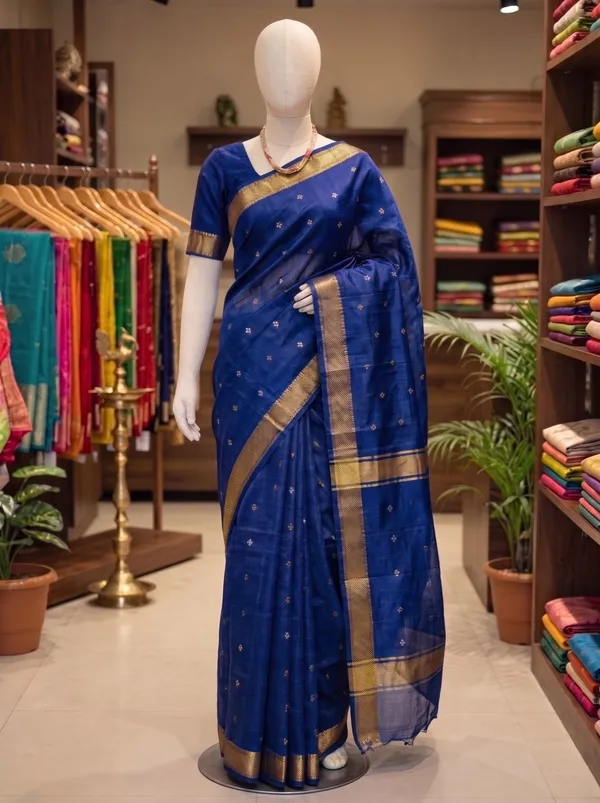 Elegant_Bhagalpuri_Raw_Silk_Saree_with_Zari_Motifs_and_Golden_Border