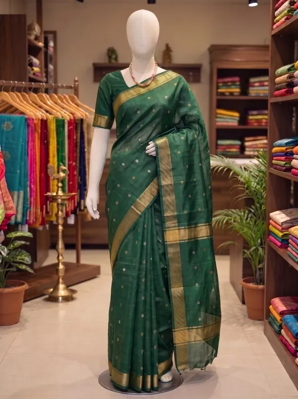 Elegant_Bhagalpuri_Raw_Silk_Saree_with_Zari_Motifs_and_Golden_Border
