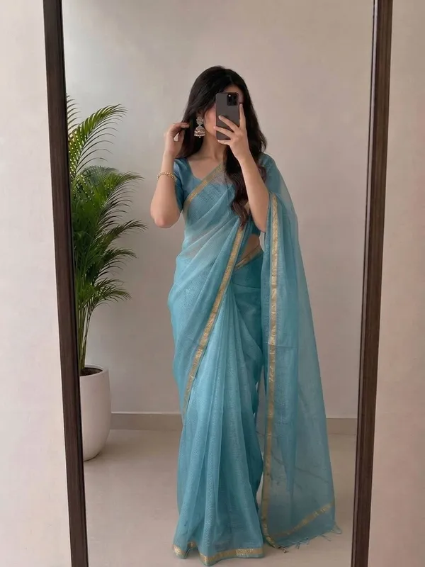 Elegant_Sky_Blue_Kota_Doria_Silk_Saree_with_Woven_Zari_Golden_Border