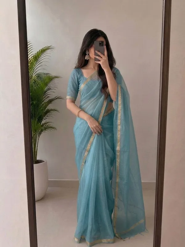 Elegant_Sky_Blue_Kota_Doria_Silk_Saree_with_Woven_Zari_Golden_Border