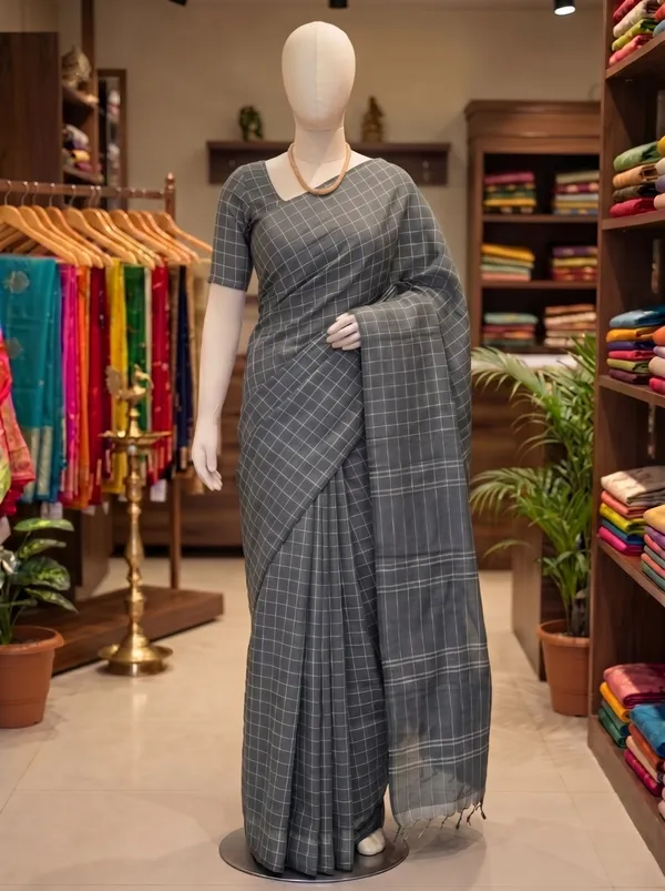 Handloom_Khadi_Cotton_Silk_Saree_with_Checked_Desing