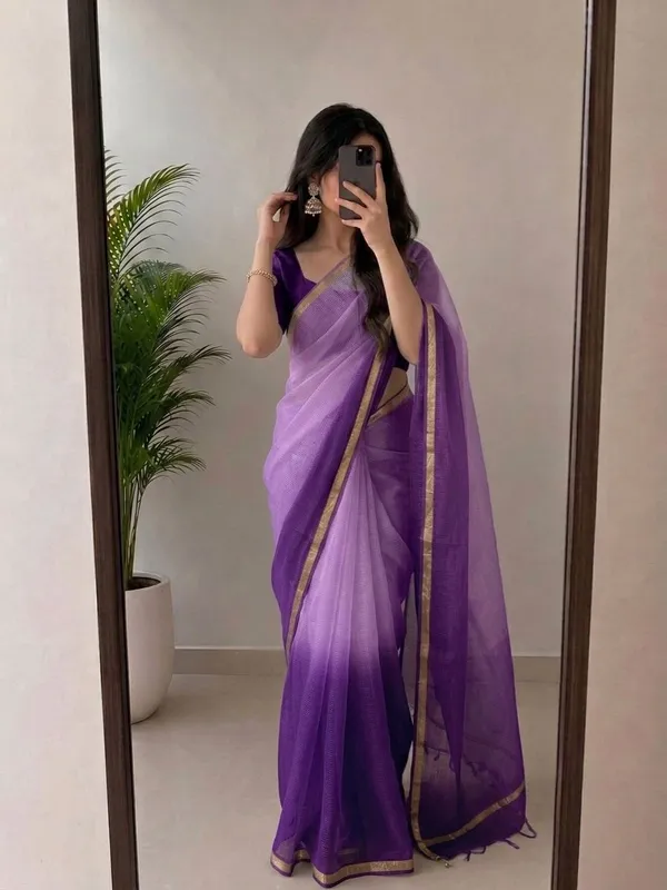 Lavender_Purple_Kota_Silk_Saree_with_Golden_Zari_Border_&_Blouse_Piece_|_Lightweight_Traditional_Saree