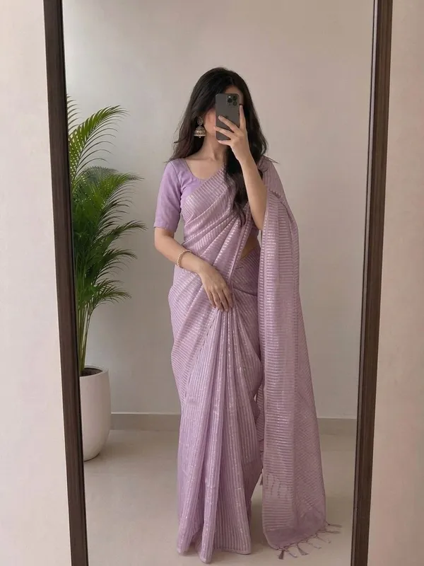 Lavender_Viscose_Silk_Saree_with_Silver_Zari_Stripes