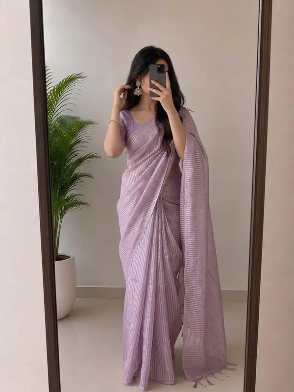 Lavender_Viscose_Silk_Saree_with_Silver_Zari_Stripes