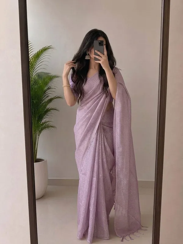 Lavender_Viscose_Silk_Saree_with_Silver_Zari_Stripes