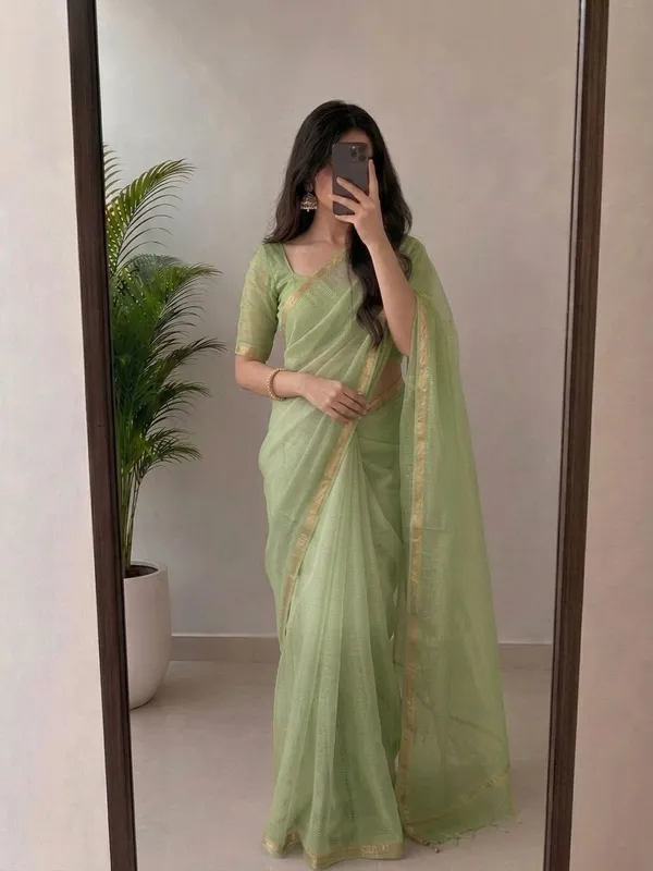 Pastel_Green_Kota_Silk_Saree_with_Golden_Zari_Border_&_Blouse_Piece