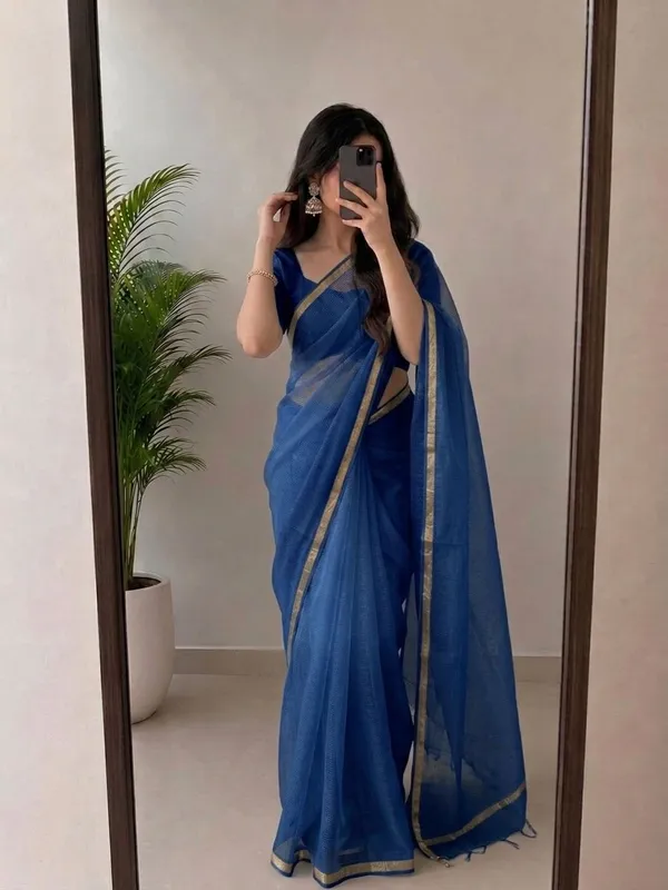 Royal_Blue_Kota_Doria_Silk_Saree_with_Woven_Zari_Golden_Border