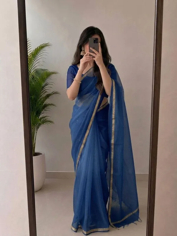 Royal_Blue_Kota_Doria_Silk_Saree_with_Woven_Zari_Golden_Border