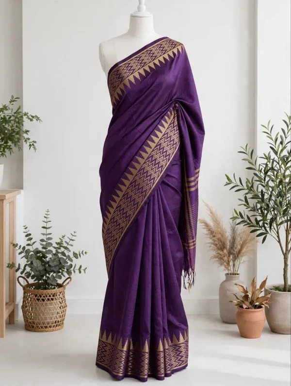 Royal_Purple_Soft_Raw_Silk_Saree_with_Geometric_Golden_Zari_Border