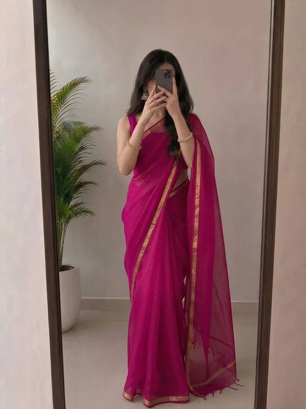 Stunning_Magenta_Pink_Kota_Doria_Silk_Saree_with_Woven_Zari_Golden_Border