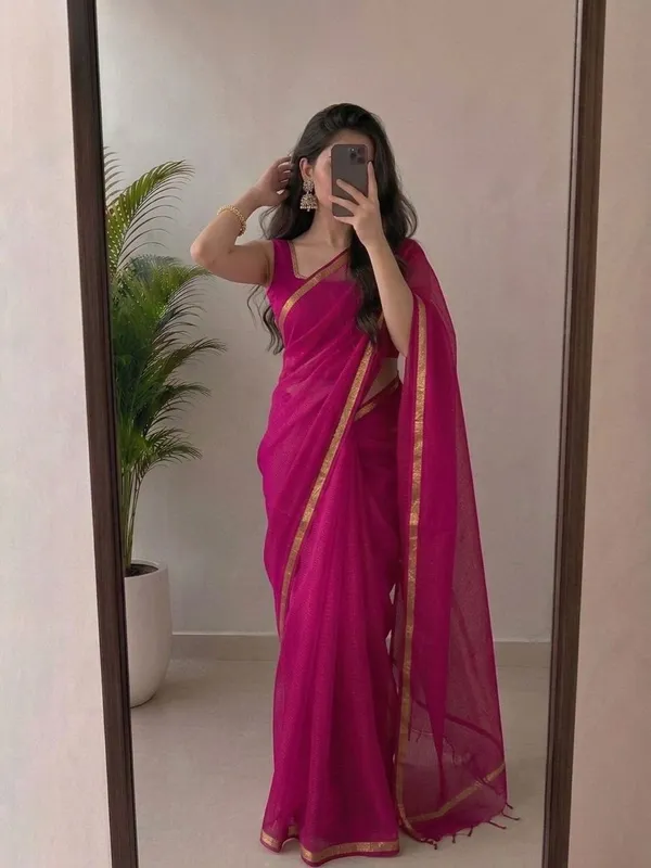 Stunning_Magenta_Pink_Kota_Doria_Silk_Saree_with_Woven_Zari_Golden_Border