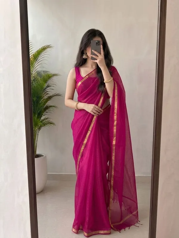 Stunning_Magenta_Pink_Kota_Doria_Silk_Saree_with_Woven_Zari_Golden_Border