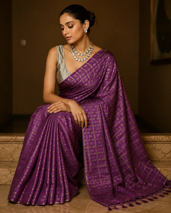 Purple_Khadi_Cotton_Saree_with_Blouse_Piece_For__Women
