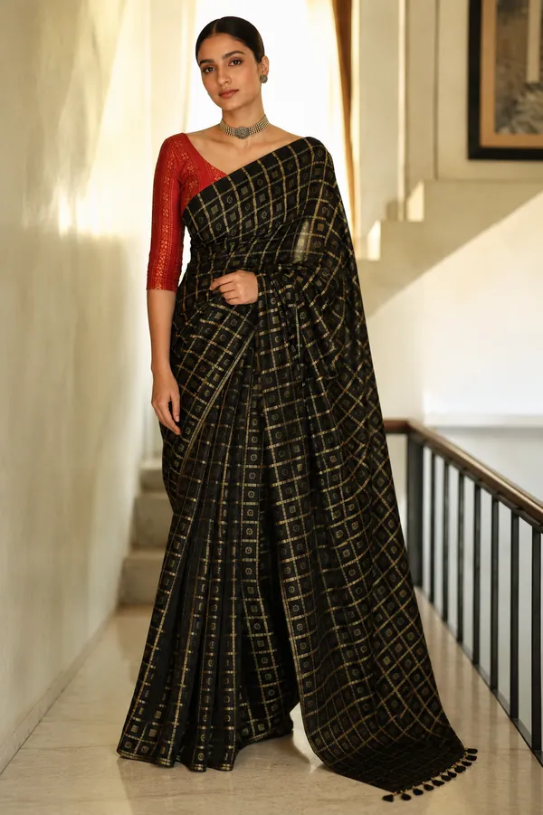 Black_Khadi_cotton_Saree_with_Blouse_Piece_For__Women