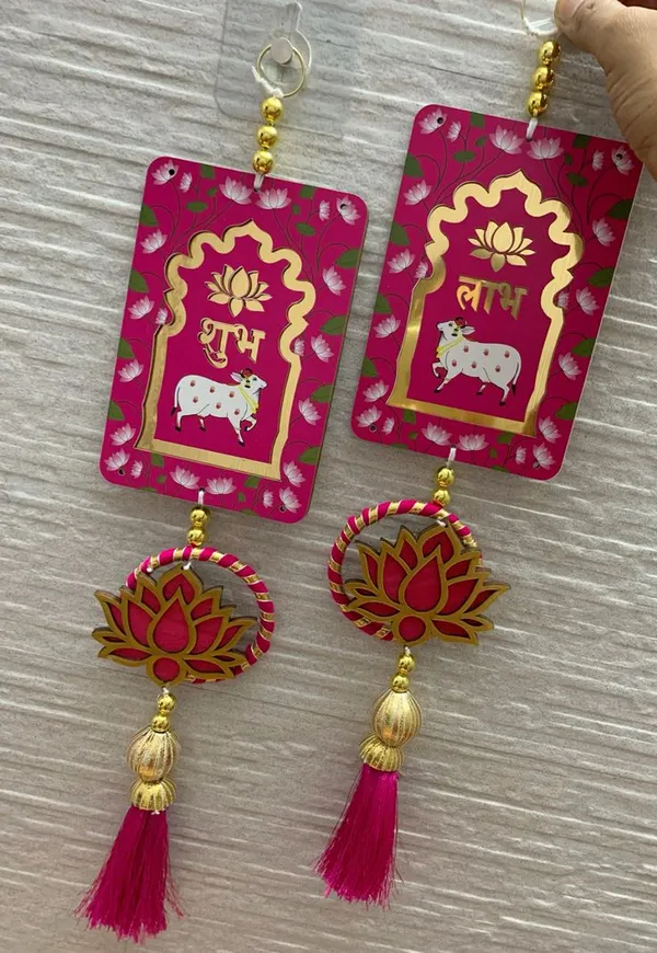 Handmade_Lotus_with_Shubh_Labh_Cow_MDF_Hanging_Perfect_for_Home_Decoration_|_Ideal_for_Diwali_Festivities_|_Enhance_Your_Space_with_Graceful_Touches