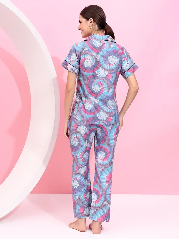 Fbella_Women_Pure_Cotton__tie-dye_print_Night_Suit._