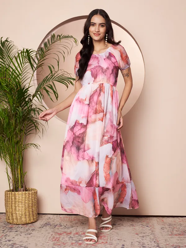Fbella_Women_Pink_&_Peach_Floral_Printed_Chiffon_A-Line_Maxi_Dress