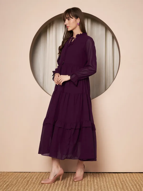 Fbella_Women_Georgette_Solid_Tiered_Fit_&_Flare_Dress