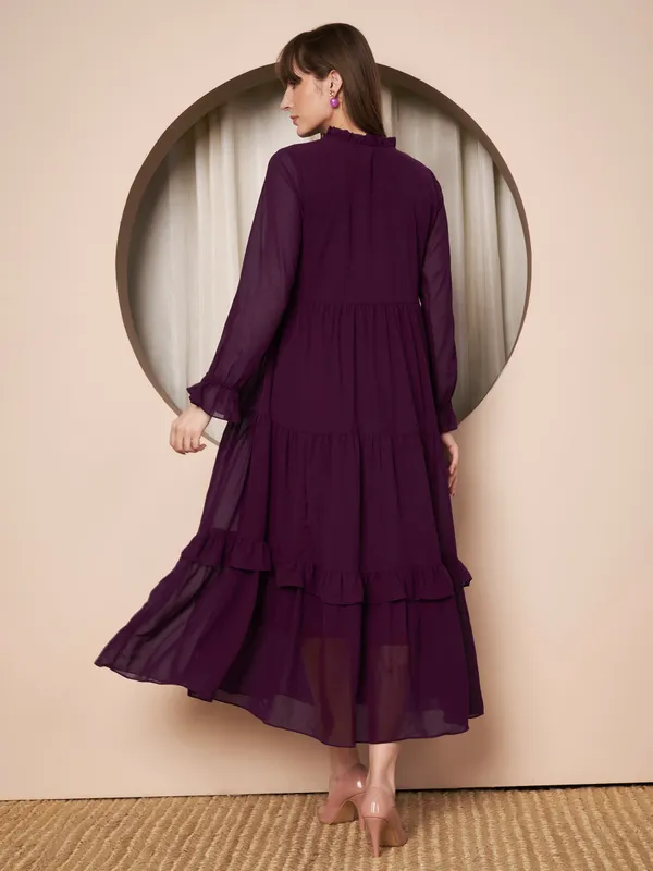 Fbella_Women_Georgette_Solid_Tiered_Fit_&_Flare_Dress