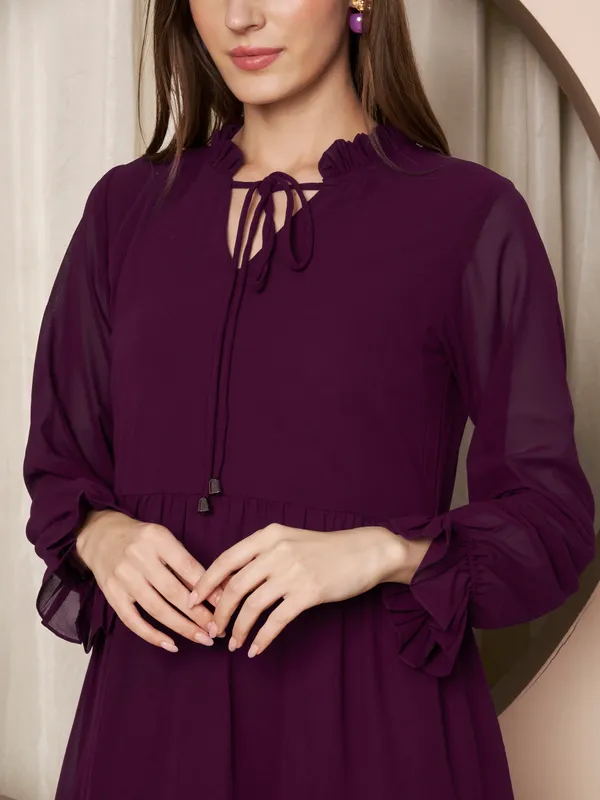 Fbella_Women_Georgette_Solid_Tiered_Fit_&_Flare_Dress