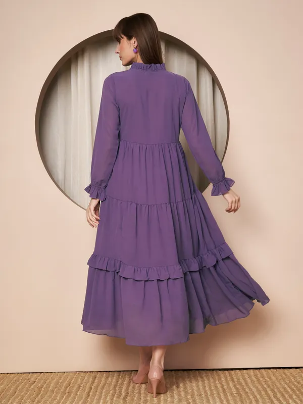 Fbella_Women_Georgette_Solid_Tiered_Fit_&_Flare_Dress